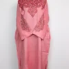 Loose Baby Pink Pheran Mirza in Raffal Wool with Hand Sozni Embroidery
