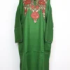 Jasira Raffal Wool Dark Green Pheran with Hand Sozni Paper Machie Embroidery