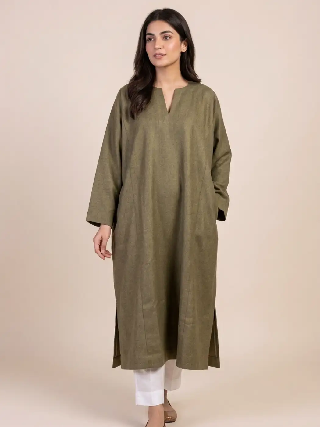 Brown Premium Tweed Loose Pheran