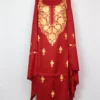Embroidered Maroon 3pc Woolen Suit Dress Material with Aari Urwa