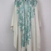 White Kashmiri Cape Shawl for Winter in Wool with Front Back Aari Embroidery