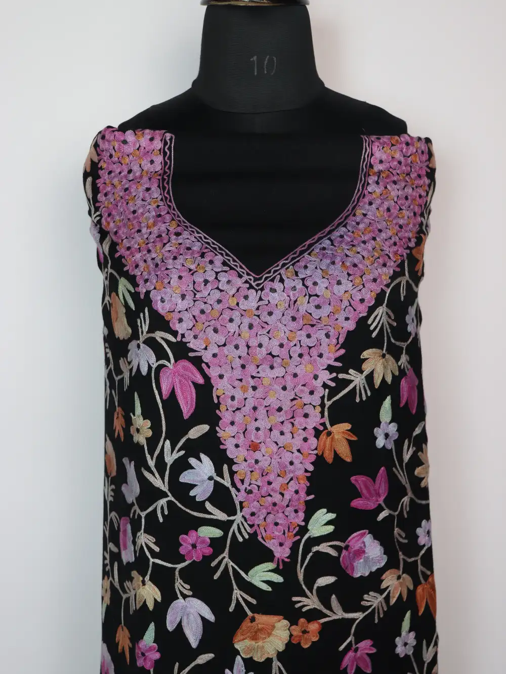 Black Hidayat Woolen 3pc Unstitched Salwar Kameez with Aari Work - Image 2