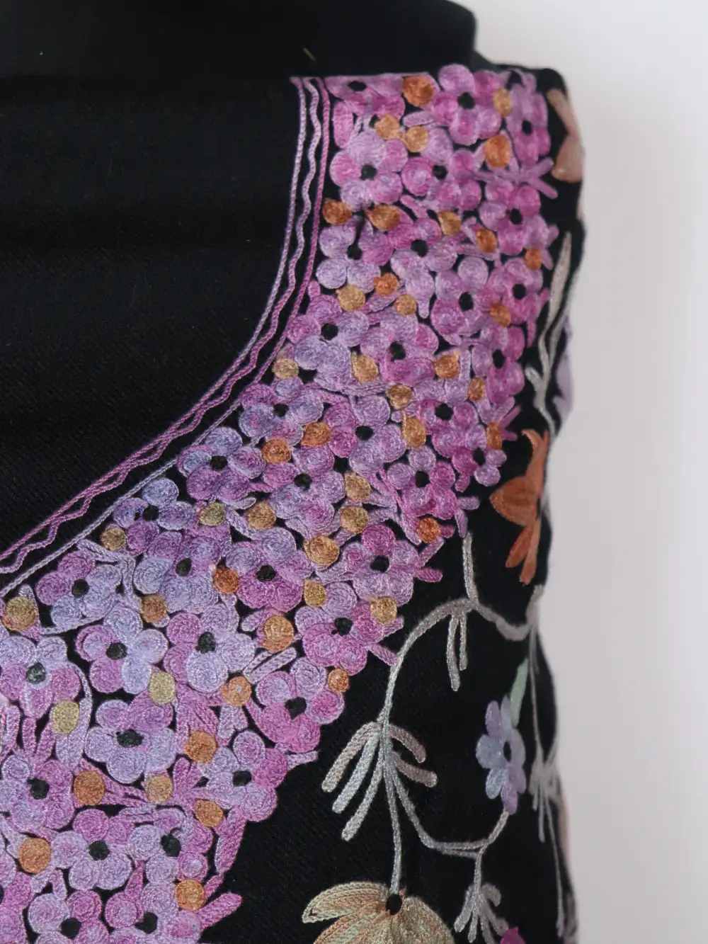 Black Hidayat Woolen 3pc Unstitched Salwar Kameez with Aari Work - Image 3