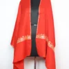 Afsana Red Bottle Tillawork Stole in Pure Wool for Women