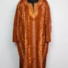Rust Raffal Wool Wafat Pheran with Badam Panel Aari and Zari Work