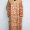 Brown Raffal Wool Horain Pheran with All-over Aari and Zari Work