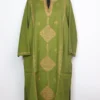 Nihayat Loose Green Kashmiri Raffal Wool Pheran with Hand Sozni Embroidery