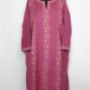 Dark Pink Kashmiri Raffal Wool Pheran with Bushra Hand Sozni Embroidery