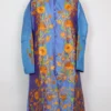 Long Women Kashmiri Powder Blue Coat Farah with Front Aari Work