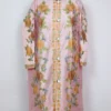 Light Pink Long Women Kashmiri Coat with Front Aari Work Saniya