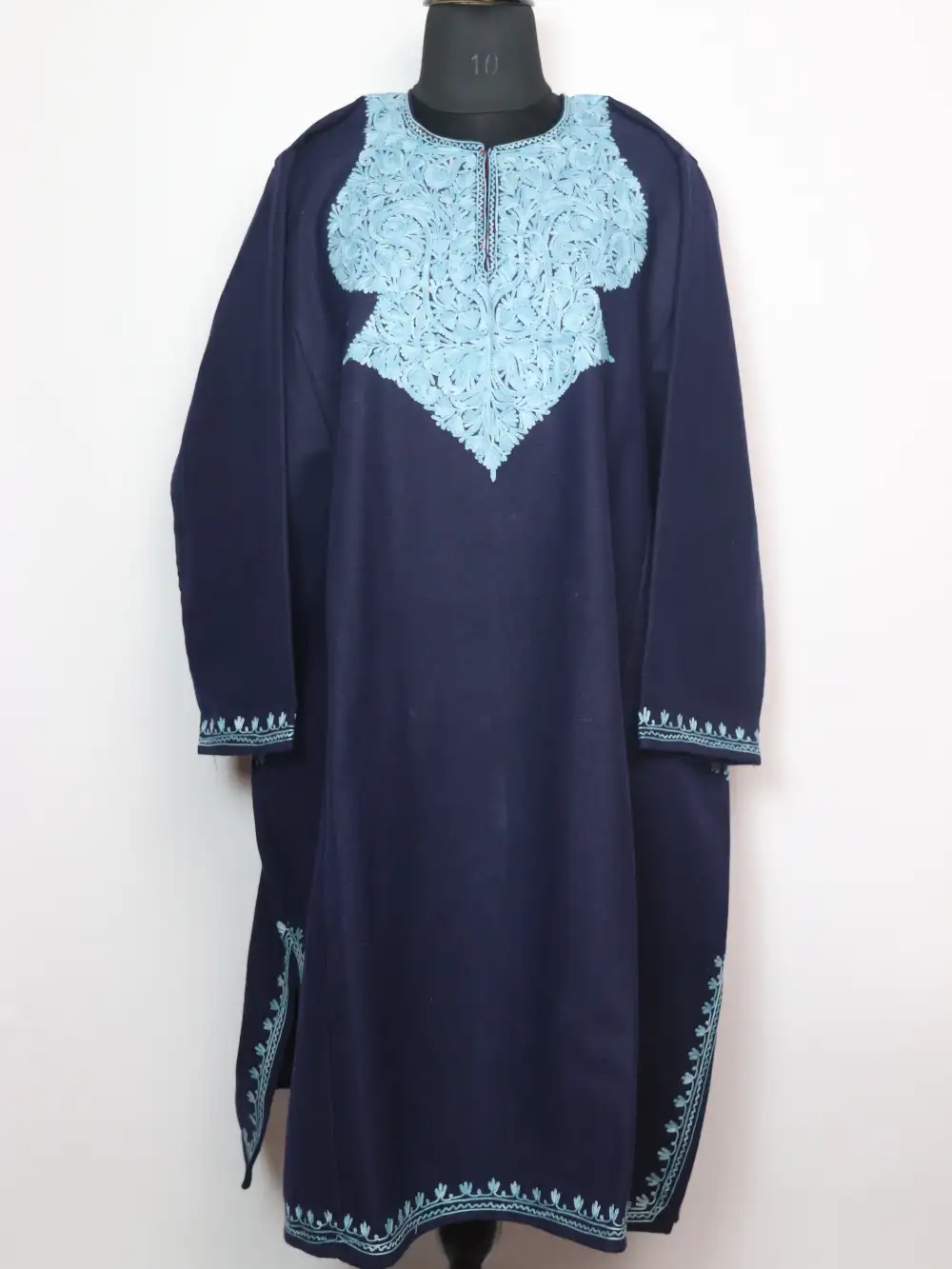 Tweed Midnight Blue Loose Pheran with Aari Work Farzanah