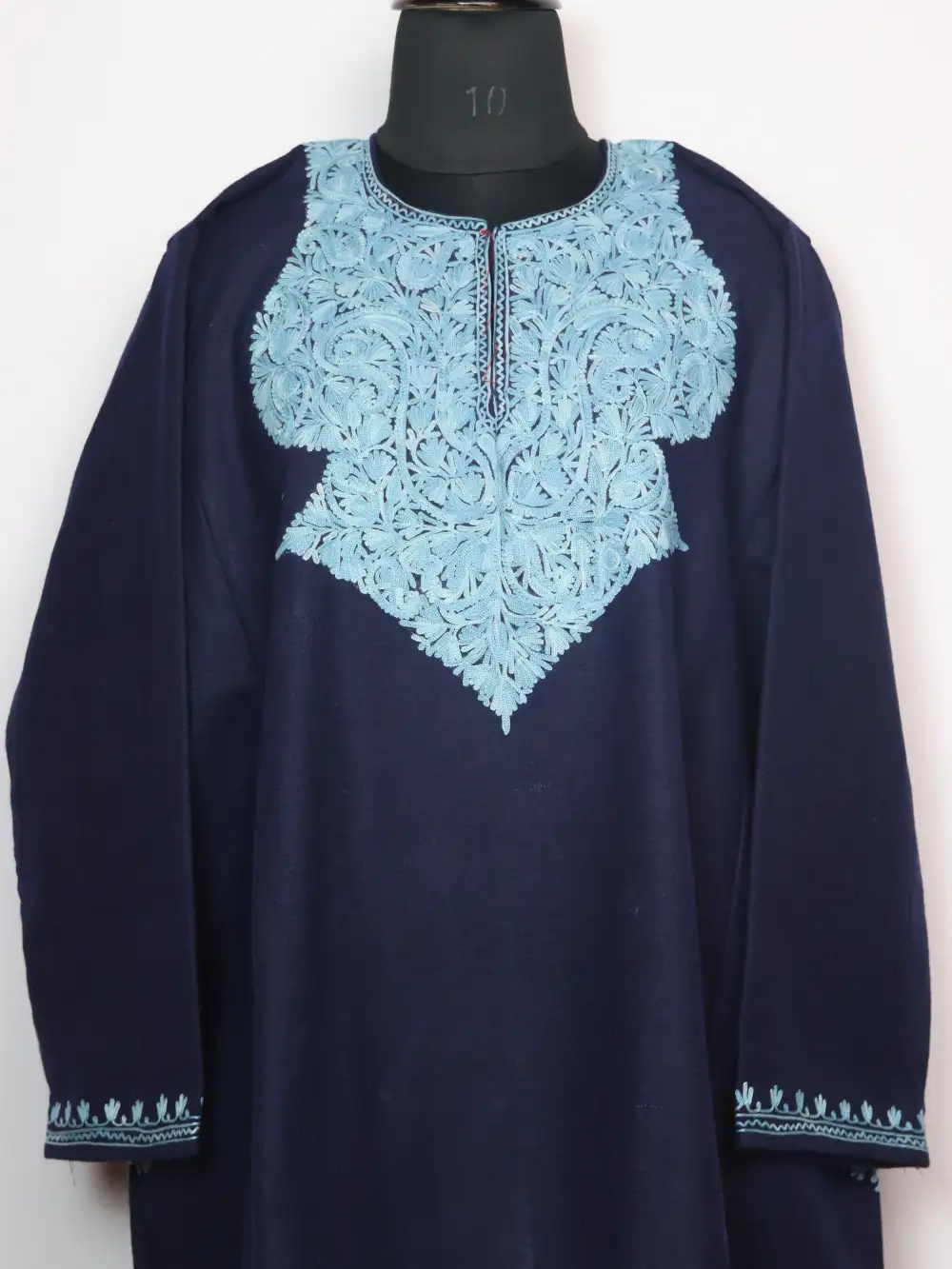 Tweed Midnight Blue Loose Pheran with Aari Work Farzanah - Image 2