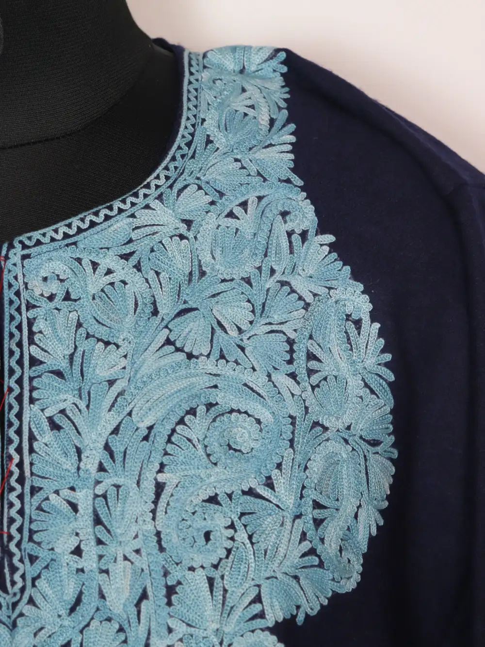 Tweed Midnight Blue Loose Pheran with Aari Work Farzanah - Image 3