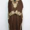 Dark Brown Tweed Pheran with Aari Embroidery