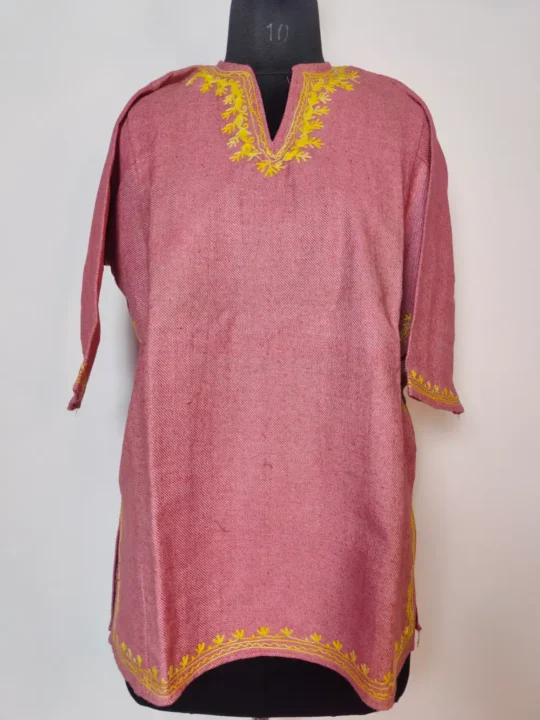 Aayat Pink Tweed Pheran with Aari Work for Girls