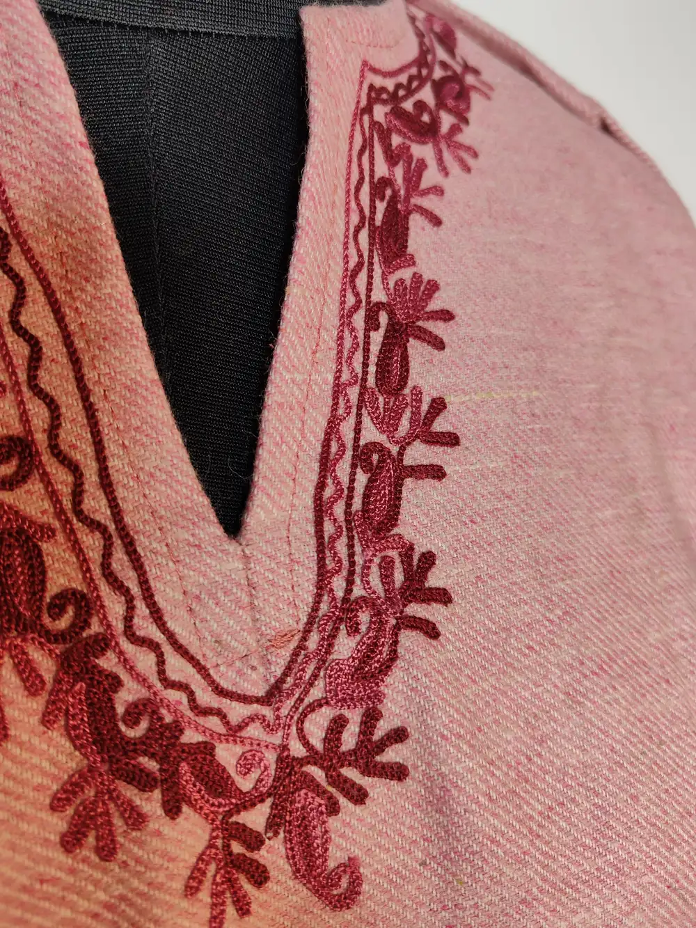 Girls Light Pink Tweed Minsa Pheran with Aari Work (7-8 years) - Image 2