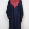 Rahma Dark Blue Loose Pheran in Tweed with Aari Work