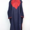 Embroidered Ink Blue Loose Pheran in Tweed with Aari Sakeena