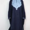 Dark Blue Tweed Loose Pheran Maimuna with Aari Work