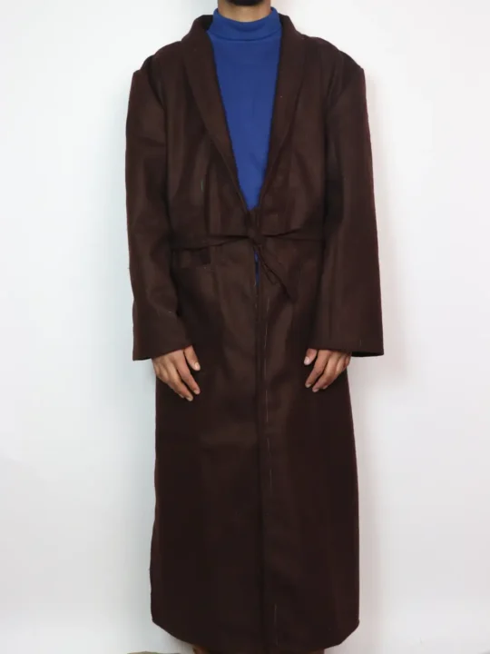 Chocolate Brown Winter Gown | Bathrobe for Men in Tweed Wool