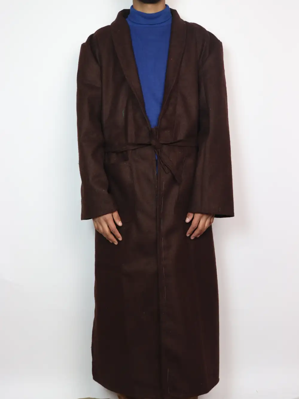 Chocolate Brown Winter Gown | Bathrobe for Men in Tweed Wool
