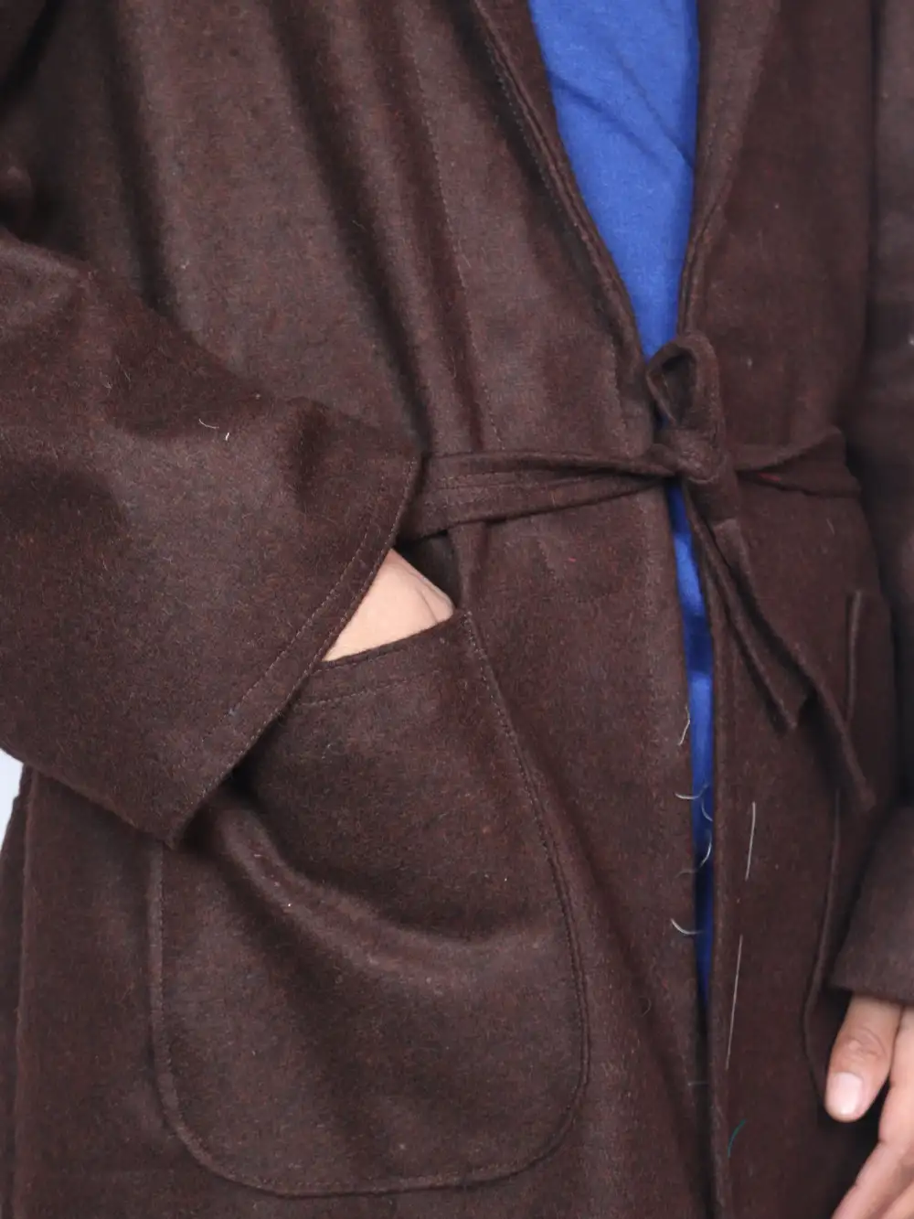 Chocolate Brown Winter Gown | Bathrobe for Men in Tweed Wool - Image 3