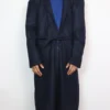 Dark Blue Winter Gown | Bathrobe for Men in Tweed Wool