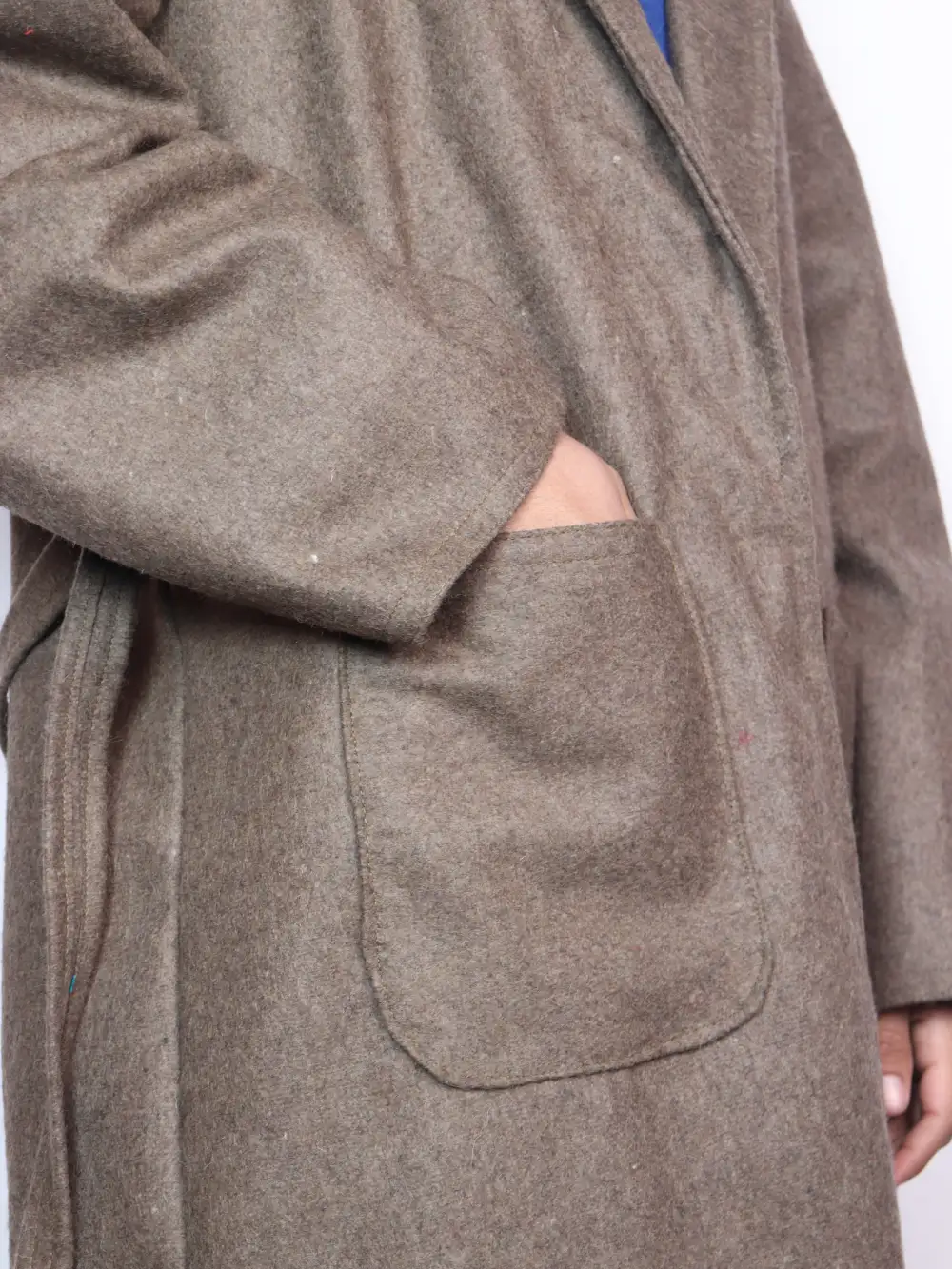 Brown Winter Gown | Bathrobe for Men in Tweed Wool - Image 3