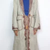 Kashmiri White Tweed Gown | Bathrobe with Hand Aari Embroidery