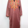 Uzmah Kashmiri Aari Work Pink Pheran in Velvet