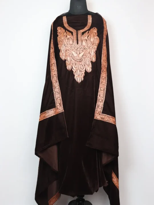 Chocolate Brown 2pc Velvet Suit with Botte Tilla Embroidery Nahiya