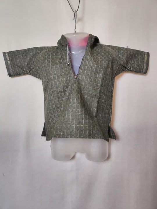 Ilham Kashmiri Green Kids Pheran in Tweed for Kids with Topi (12-18 months)