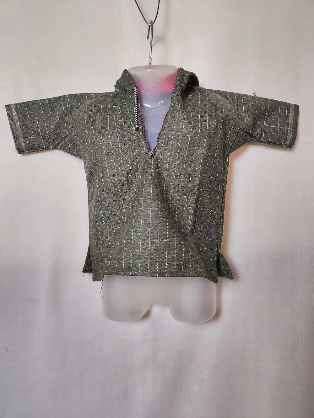 Ilham Kashmiri Green Kids Pheran in Tweed for Kids with Topi (12-18 months)