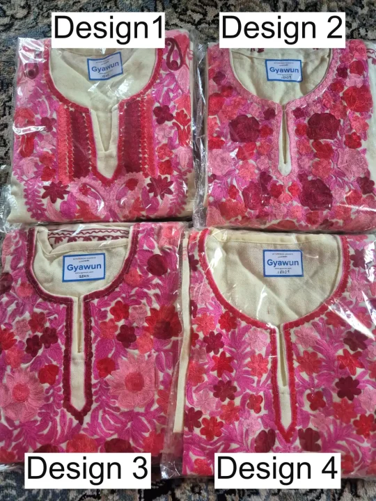 Embroidered Cream Pheran with Aari in Cashmilon Wool Buchpora - Image 4