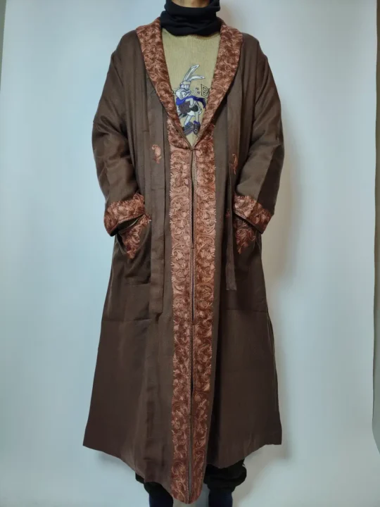 Sarapa Chocolate Brown Gown | Bathrobe Aari Embroidered in Cashmilon Wool