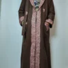 Cashmilon Wool Chocolate Brown Gown | Bathrobe with Aari Embroidery Afsar