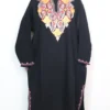 Cashmilon Wool Black Harwan Pheran With Aari Embroidery