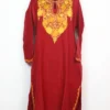 Cashmilon Wool Maroon Pheran With Shalimar Aari Embroidery
