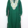 Shalimar Green Cashmilon Wool Pheran With Aari Embroidery