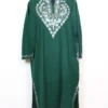 Dark Green Cashmilon Wool Harwan Pheran With Aari Embroidery