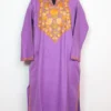 Shalimar Cashmilon Wool Light Purple Pheran With Aari Embroidery