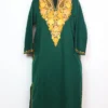 Shalimar Dark Green Cashmilon Wool Pheran With Aari Embroidery