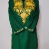 Noor Cashmilon Wool Green Short Kurti with Aari Embroidery