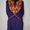 Dark Blue Zeenat Cashmilon Wool Short Kurti with Aari Embroidery