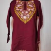 Roshni Cashmilon Wool Wine Short Kurti with Aari Embroidery