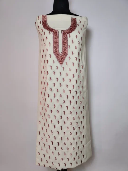 White 2pc Summer Cool Suit Hayat with Aari Embroidery