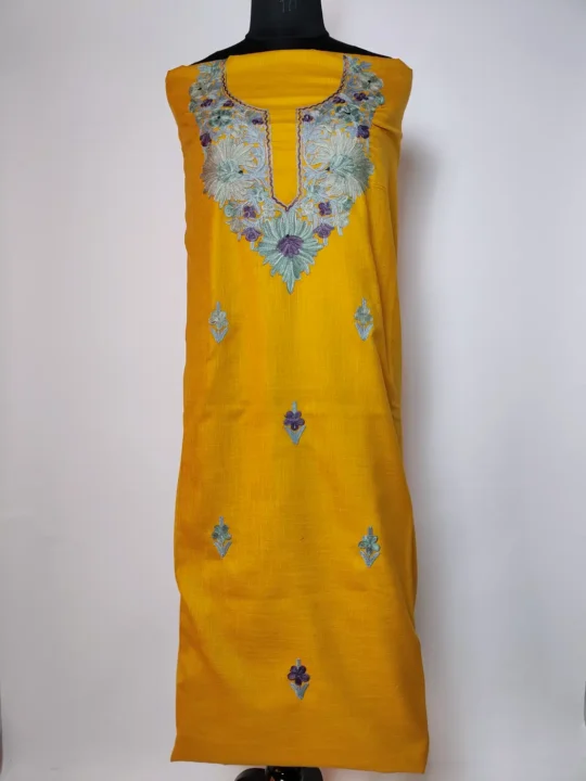 Sahar Mustard Cotton Sadaf Aari Work Nigar 2pc Suit