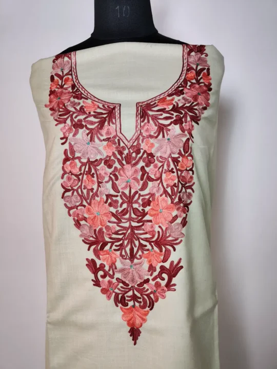 Beige Cotton Sadaf Aari Work Nigar 2pc Suit