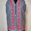 Nazakat Grey Blazer Tweed Sleeveless Nehru Jacket with Hand Aari Embroidery