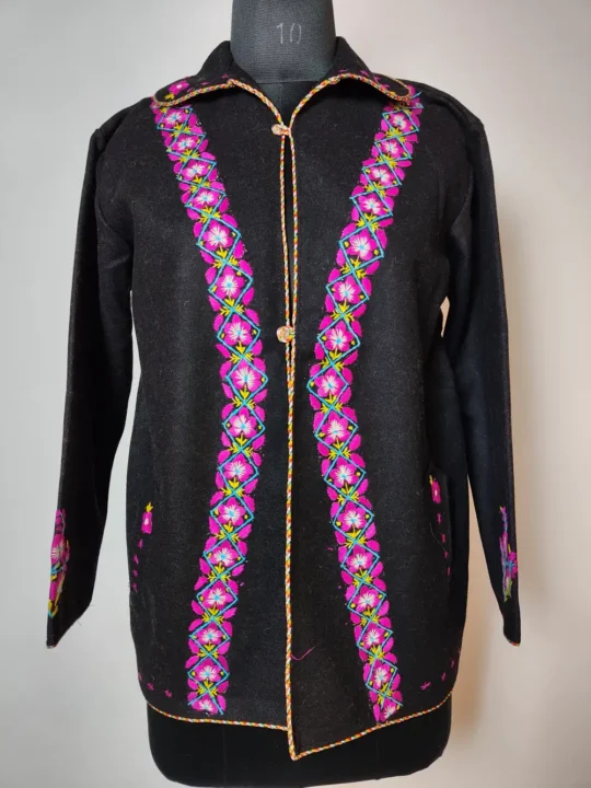 Black Blazer Tweed Waist Coat with Hand Aari Embroidery